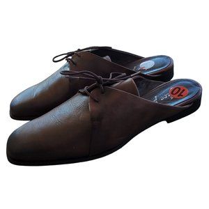 Womens Free People Deep Brown Leather Slip on Oxford Mules Size 41 US 10